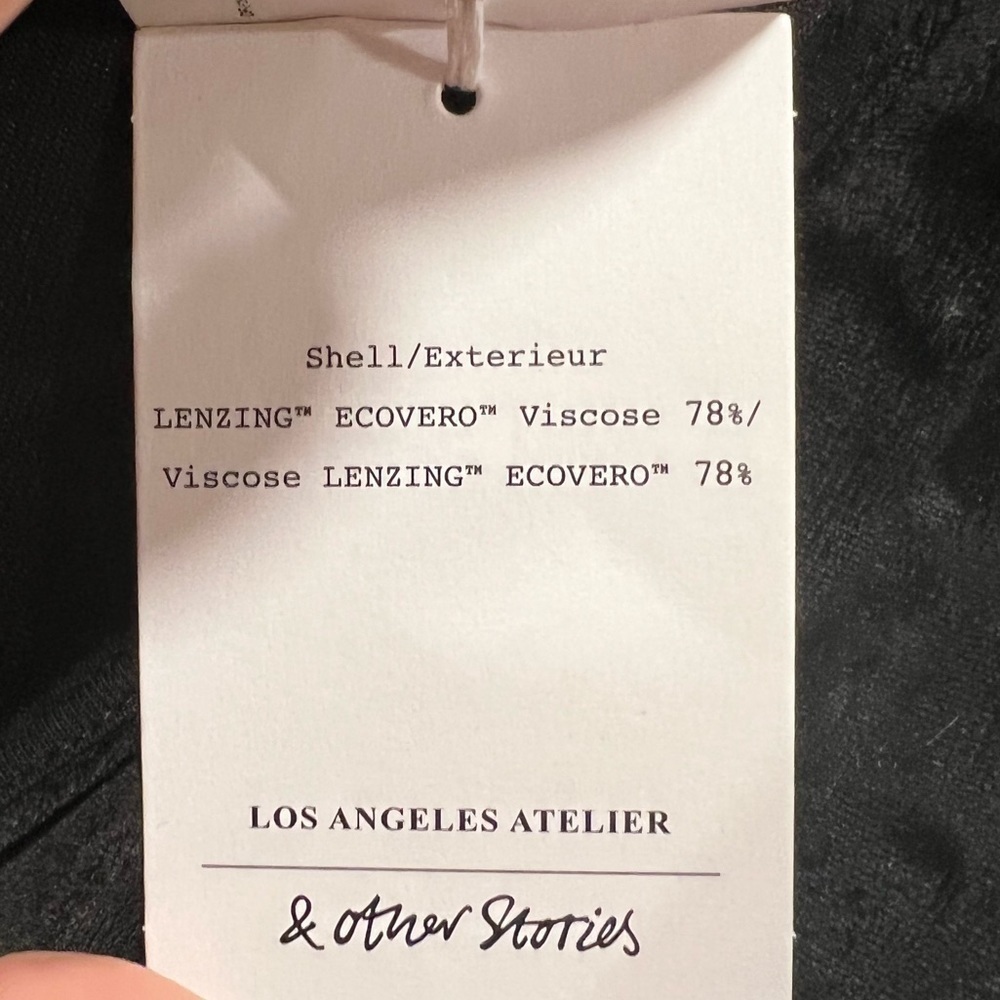 & Other Stories Puff Shoulder Long Sleeve Velvet Black Dress Romantic Goth - Picture 9 of 9